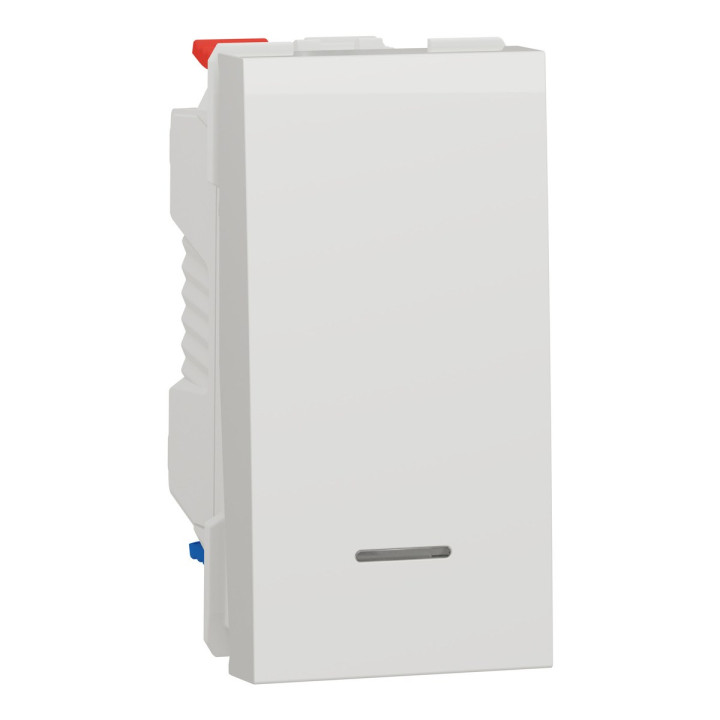 Перемикач прохідний 1-клавішний Schneider Electric NU310318S Unica New, білий, пластик, сумісний з підсвіткою або індикацією · Schneider Electric · schneider-electric-nu310318s