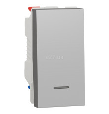 Перемикач прохідний 1-клавішний Schneider Electric NU310330S Unica New, алюміній, пластик, сумісний з підсвіткою або індикацією