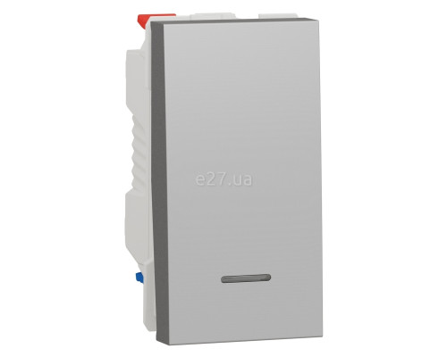 Перемикач прохідний 1-клавішний Schneider Electric NU310330S Unica New, алюміній, пластик, сумісний з підсвіткою або індикацією