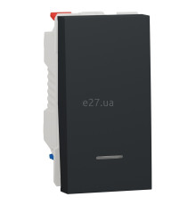 Перемикач прохідний 1-клавішний Schneider Electric NU310354S Unica New, антрацит, пластик, сумісний з підсвіткою або індикацією