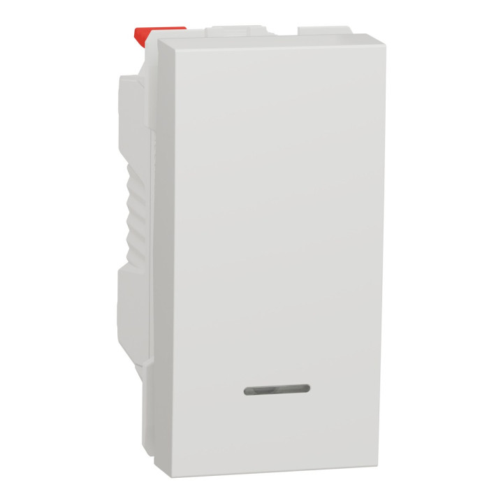 Вимикач без фіксації 1-клавішний Schneider Electric NU310618N Unica New, білий, пластик, сумісний з підсвіткою або індикацією · Schneider Electric · schneider-electric-nu310618n
