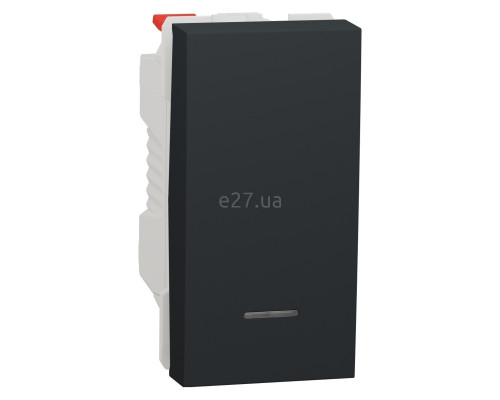 Вимикач без фіксації 1-клавішний Schneider Electric NU310654N Unica New, антрацит, пластик, сумісний з підсвіткою або індикацією