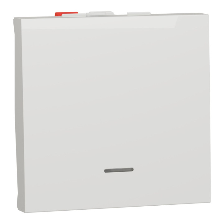 Перемикач прохідний 1-клавішний Schneider Electric NU320318S Unica New, білий, пластик, сумісний з підсвіткою або індикацією · Schneider Electric · schneider-electric-nu320318s