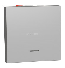 Перемикач прохідний 1-клавішний Schneider Electric NU320330S Unica New, алюміній, пластик, сумісний з підсвіткою або індикацією