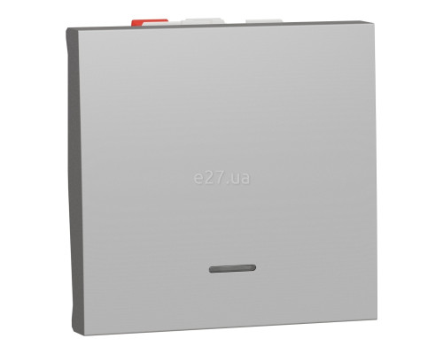 Перемикач прохідний 1-клавішний Schneider Electric NU320330S Unica New, алюміній, пластик, сумісний з підсвіткою або індикацією