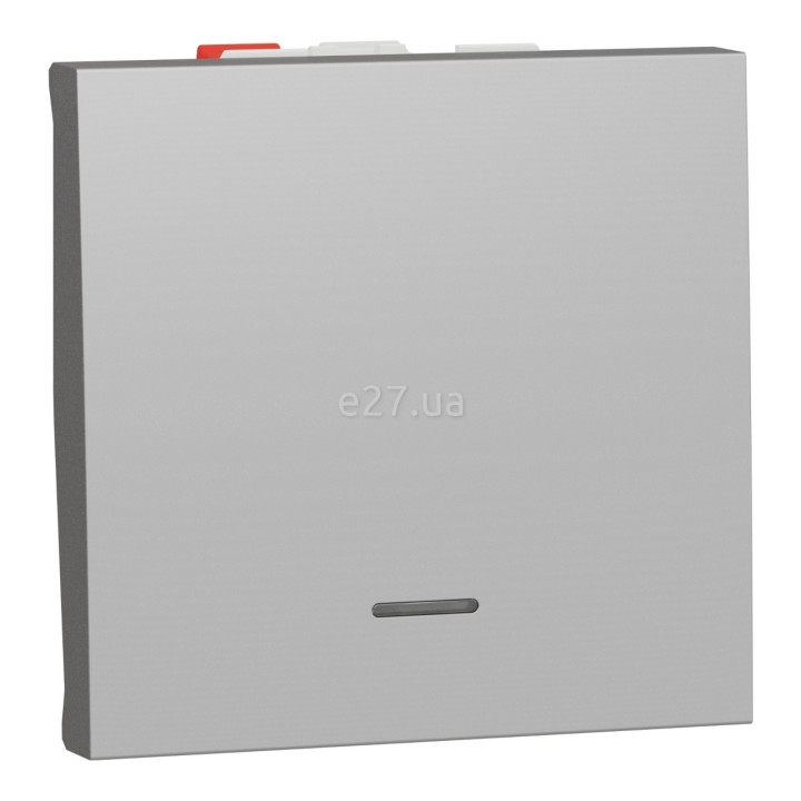 Перемикач прохідний 1-клавішний Schneider Electric NU320330S Unica New, алюміній, пластик, сумісний з підсвіткою або індикацією · Schneider Electric · schneider-electric-nu320330s