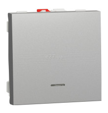 Вимикач без фіксації 1-клавішний Schneider Electric NU320630N Unica New, алюміній, пластик, сумісний з підсвіткою або індикацією