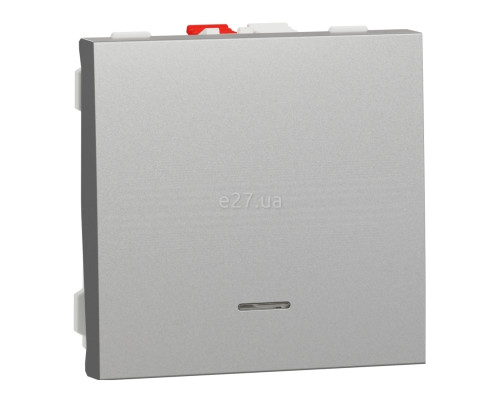 Вимикач без фіксації 1-клавішний Schneider Electric NU320630N Unica New, алюміній, пластик, сумісний з підсвіткою або індикацією