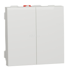 Вимикач 2-клавішний Schneider Electric NU321118 Unica New, білий, пластик, без підсвітки та індикації