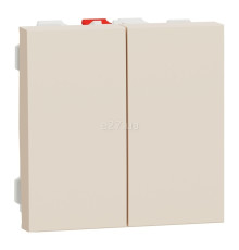 Вимикач 2-клавішний Schneider Electric NU321144 Unica New Studio, бежевий, пластик, без підсвітки та індикації
