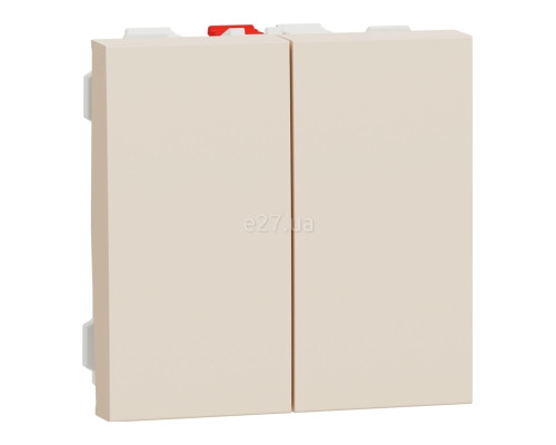 Вимикач 2-клавішний Schneider Electric NU321144 Unica New Studio, бежевий, пластик, без підсвітки та індикації