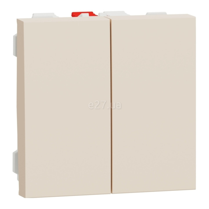 Вимикач 2-клавішний Schneider Electric NU321144 Unica New Studio, бежевий, пластик, без підсвітки та індикації · Schneider Electric · schneider-electric-nu321144