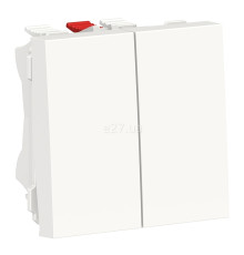 Перемикач прохідний 2-клавішний Schneider Electric NU321318 Unica New, білий, пластик, без підсвітки та індикації