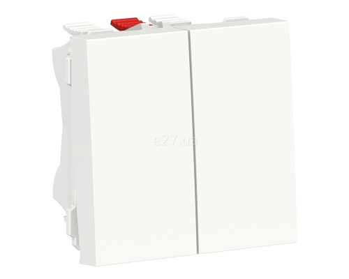 Перемикач прохідний 2-клавішний Schneider Electric NU321318 Unica New, білий, пластик, без підсвітки та індикації