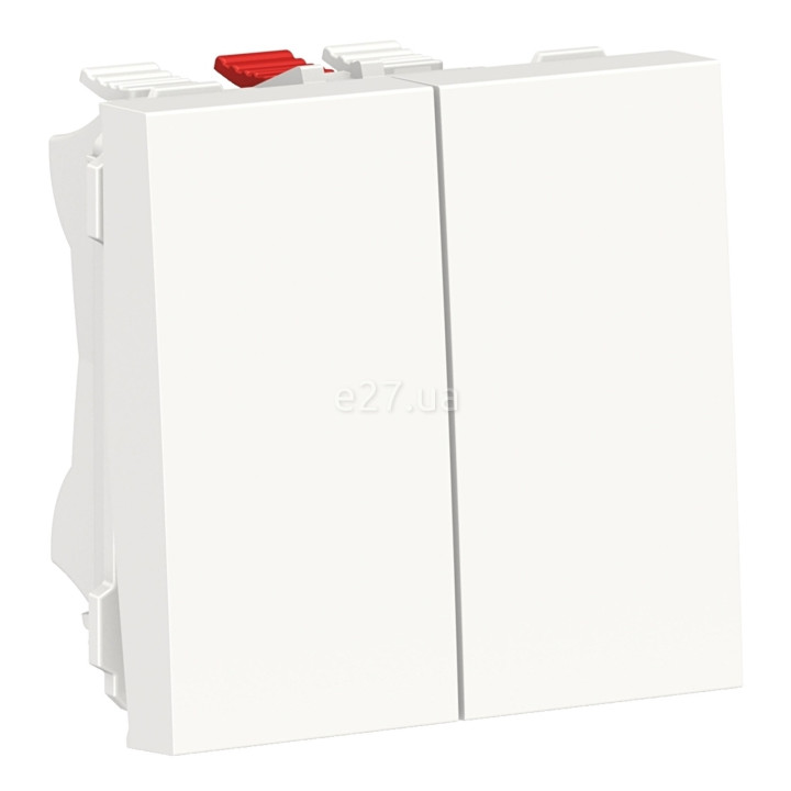Перемикач прохідний 2-клавішний Schneider Electric NU321318 Unica New, білий, пластик, без підсвітки та індикації · Schneider Electric · schneider-electric-nu321318