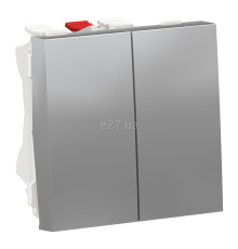 Перемикач прохідний 2-клавішний Schneider Electric NU321330 Unica New, алюміній, пластик, без підсвітки та індикації