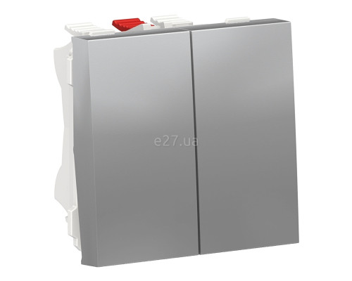 Перемикач прохідний 2-клавішний Schneider Electric NU321330 Unica New, алюміній, пластик, без підсвітки та індикації