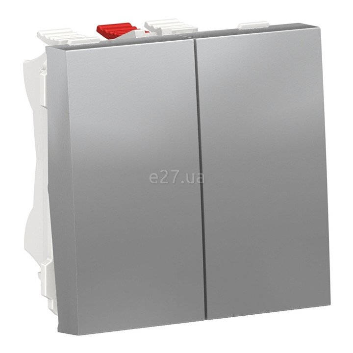 Перемикач прохідний 2-клавішний Schneider Electric NU321330 Unica New, алюміній, пластик, без підсвітки та індикації · Schneider Electric · schneider-electric-nu321330