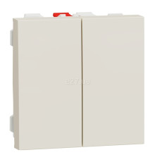 Перемикач прохідний 2-клавішний Schneider Electric NU321344 Unica New Studio, бежевий, пластик, без підсвітки та індикації