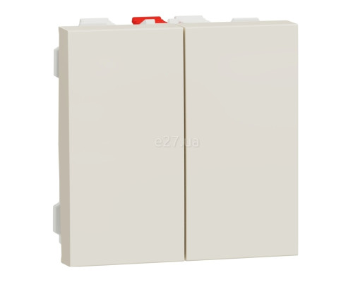 Перемикач прохідний 2-клавішний Schneider Electric NU321344 Unica New Studio, бежевий, пластик, без підсвітки та індикації
