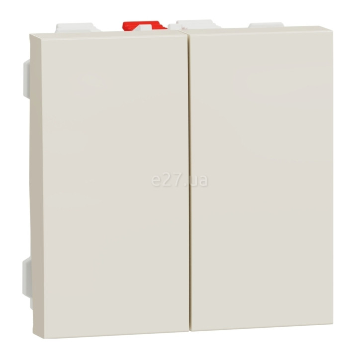 Перемикач прохідний 2-клавішний Schneider Electric NU321344 Unica New Studio, бежевий, пластик, без підсвітки та індикації · Schneider Electric · schneider-electric-nu321344