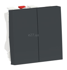 Перемикач прохідний 2-клавішний Schneider Electric NU321354 Unica New, антрацит, пластик, без підсвітки та індикації