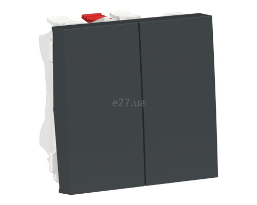 Перемикач прохідний 2-клавішний Schneider Electric NU321354 Unica New, антрацит, пластик, без підсвітки та індикації