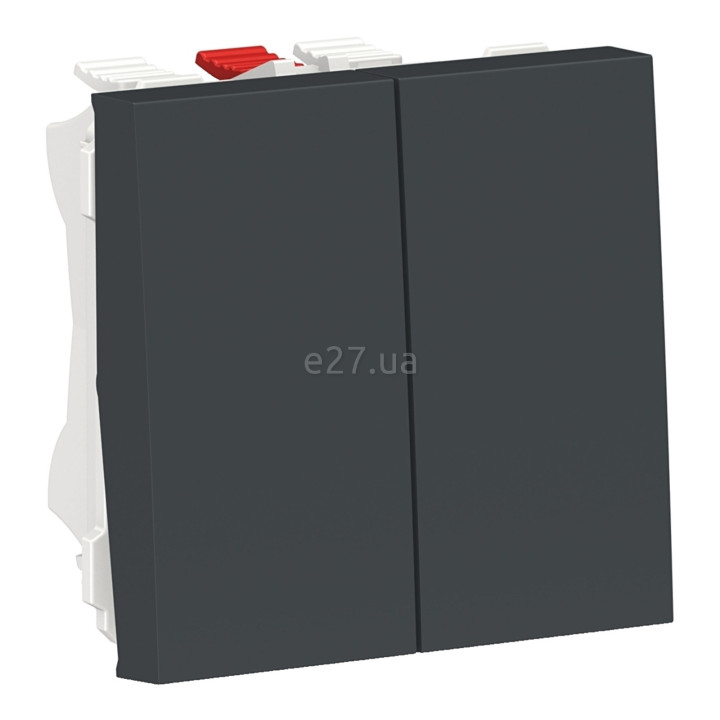 Перемикач прохідний 2-клавішний Schneider Electric NU321354 Unica New, антрацит, пластик, без підсвітки та індикації · Schneider Electric · schneider-electric-nu321354