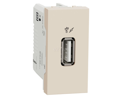 Розетка USB Schneider Electric NU342844 Unica New, бежевий, пластик