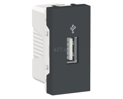 Розетка USB Schneider Electric NU342954 Unica New, антрацит, пластик
