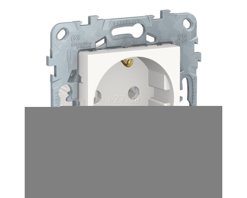 Розетка 220В Schneider Electric NU503618 Unica New, білий, пластик, із заземленням, Schuko, ip20, без захисної кришки, без шторок