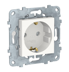 Розетка 220В Schneider Electric NU503718 Unica New, білий, пластик, із заземленням, Schuko, ip21, без захисної кришки, зі шторками