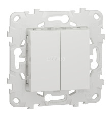 Вимикач 2-клавішний Schneider Electric NU521118 Unica New, білий, пластик, без підсвітки та індикації