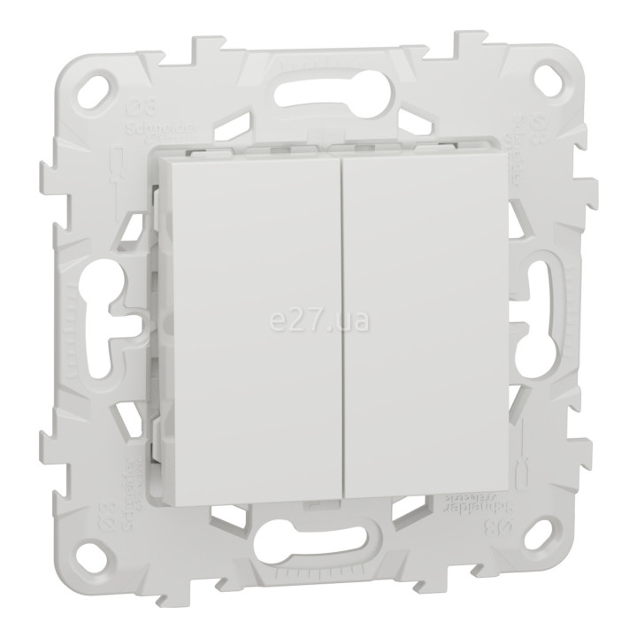 Вимикач 2-клавішний Schneider Electric NU521118 Unica New, білий, пластик, без підсвітки та індикації · Schneider Electric · schneider-electric-nu521118