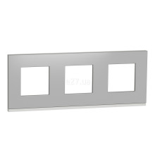 Рамка 3 поста Schneider Electric NU600680 Unica New Pure, алюміній матовий/білий, метал