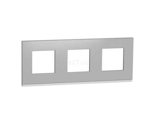 Рамка 3 поста Schneider Electric NU600680 Unica New Pure, алюміній матовий/білий, метал