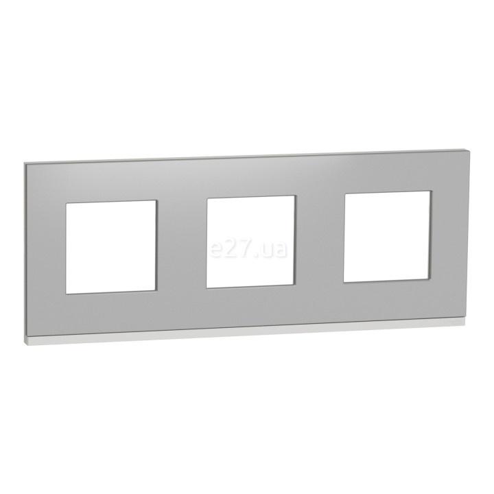 Рамка 3 поста Schneider Electric NU600680 Unica New Pure, алюміній матовий/білий, метал · Schneider Electric · schneider-electric-nu600680