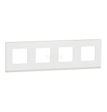 Рамка 4 поста Schneider Electric NU600889 Unica New Pure, матове скло/білий, скло