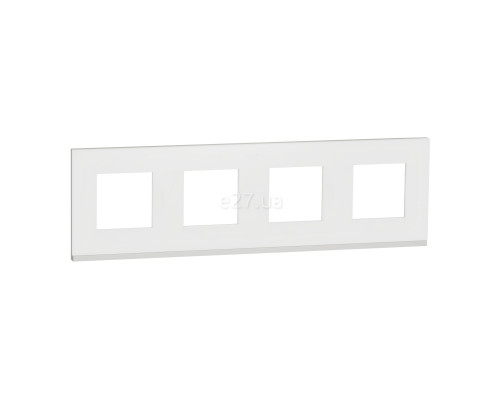 Рамка 4 поста Schneider Electric NU600889 Unica New Pure, матове скло/білий, скло