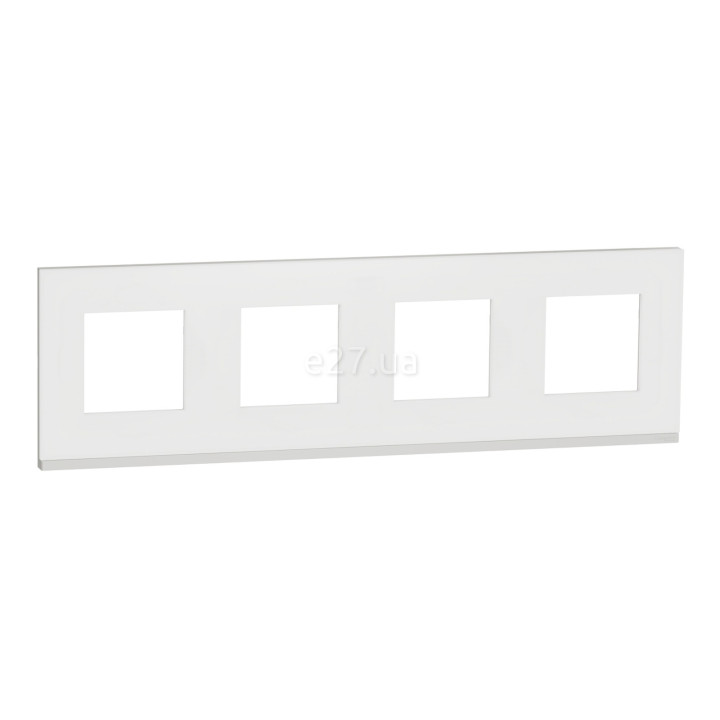 Рамка 4 поста Schneider Electric NU600889 Unica New Pure, матове скло/білий, скло · Schneider Electric · schneider-electric-nu600889