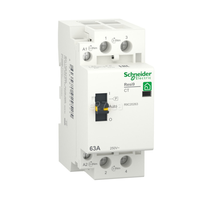 Контактор Schneider Electric R9C20263 Resi9, 1P＋N, 2NO, 63A, ip20, на DIN-рейку · Schneider Electric · schneider-electric-r9c20263