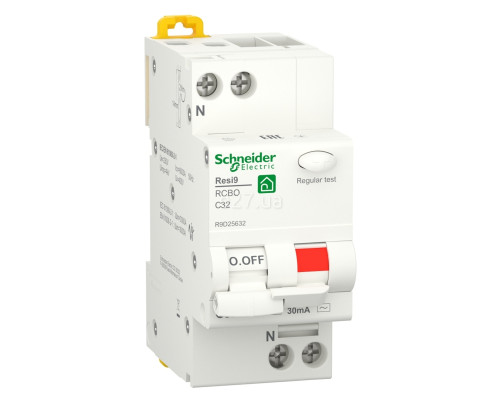 Диференціальний автомат Schneider Electric R9D25632 Resi9, 1P＋N, 32A, C, 6kA, 30mA, AC, на DIN-рейку
