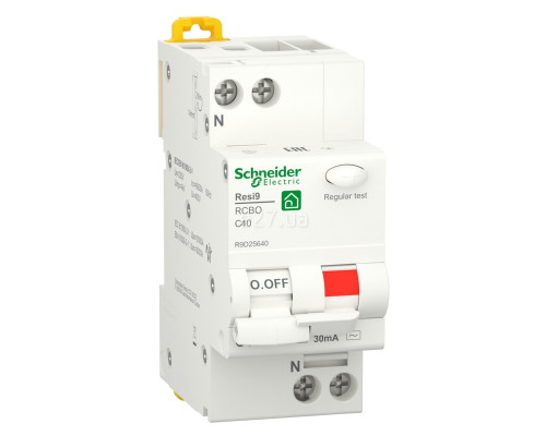 Диференціальний автомат Schneider Electric R9D25640 Resi9, 1P＋N, 40A, C, 6kA, 30mA, AC, на DIN-рейку
