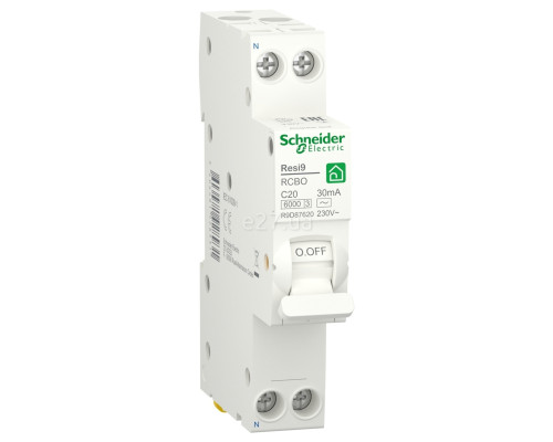 Диференціальний автомат Schneider Electric R9D87620 Resi9, 1P＋N, 20A, C, 6kA, 30mA, AC, на DIN-рейку