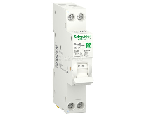 Диференціальний автомат Schneider Electric R9D88620 Resi9, 1P＋N, 20A, C, 6kA, 30mA, A, на DIN-рейку