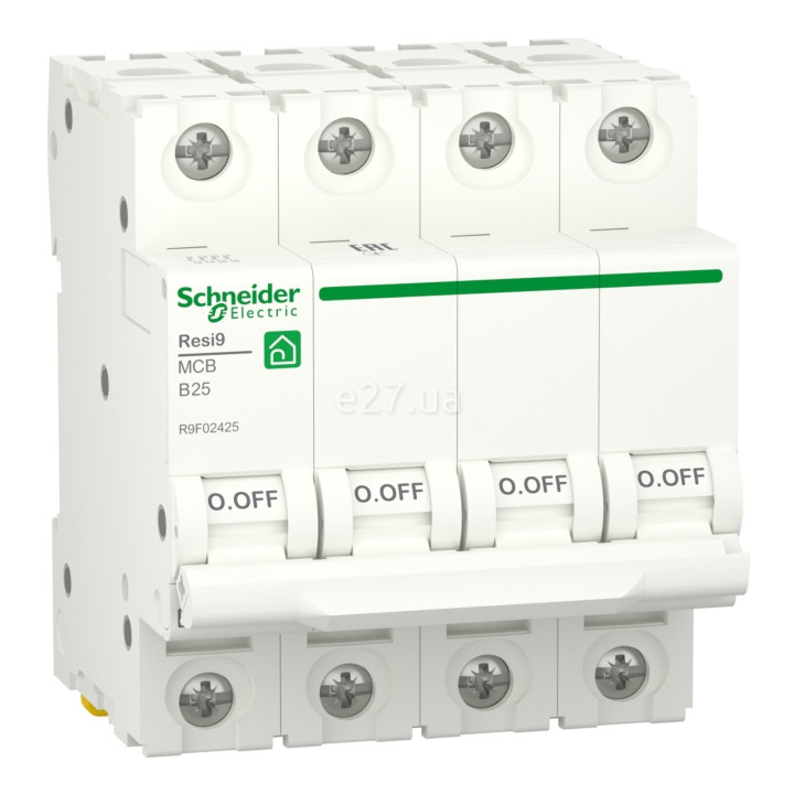 Автоматичний вимикач Schneider Electric R9F02425 Resi9, 4P, 25A, B, 6kA, на DIN-рейку · Schneider Electric · schneider-electric-r9f02425