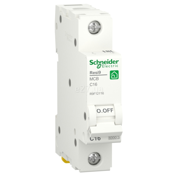 Автоматичний вимикач Schneider Electric R9F12116 Resi9, 1P, 16A, C, 6kA, на DIN-рейку · Schneider Electric · schneider-electric-r9f12116