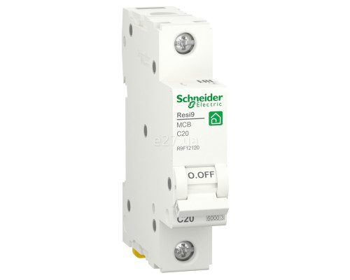 Автоматичний вимикач Schneider Electric R9F12120 Resi9, 1P, 20A, C, 6kA, на DIN-рейку