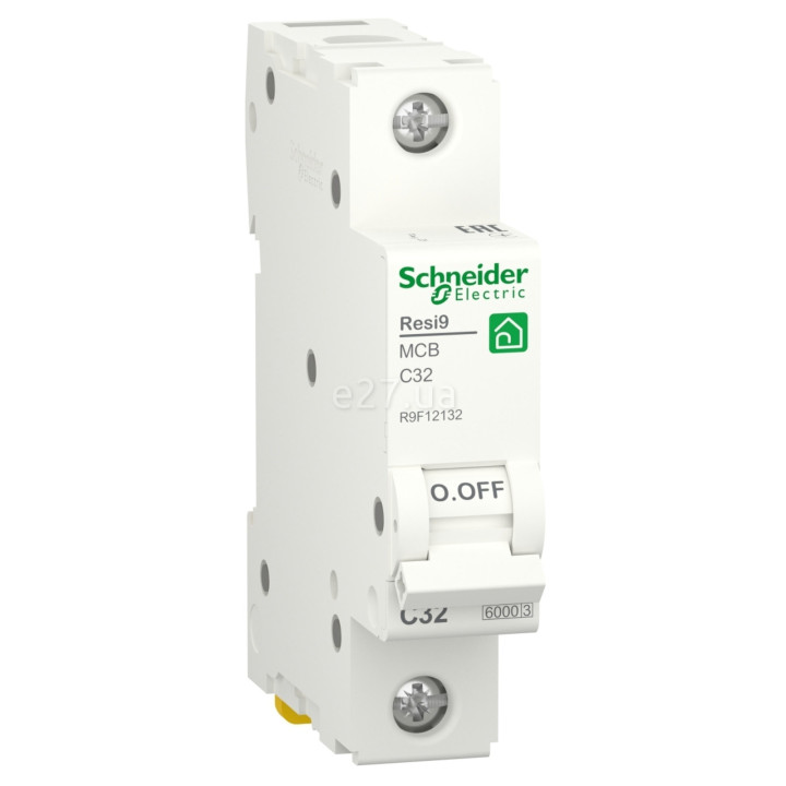 Автоматичний вимикач Schneider Electric R9F12132 Resi9, 1P, 32A, C, 6kA, на DIN-рейку · Schneider Electric · schneider-electric-r9f12132