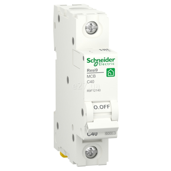 Автоматичний вимикач Schneider Electric R9F12140 Resi9, 1P, 40A, C, 6kA, на DIN-рейку · Schneider Electric · schneider-electric-r9f12140